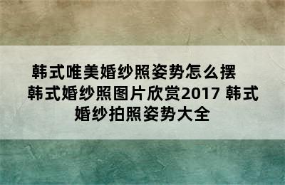 韩式唯美婚纱照姿势怎么摆    韩式婚纱照图片欣赏2017 韩式婚纱拍照姿势大全